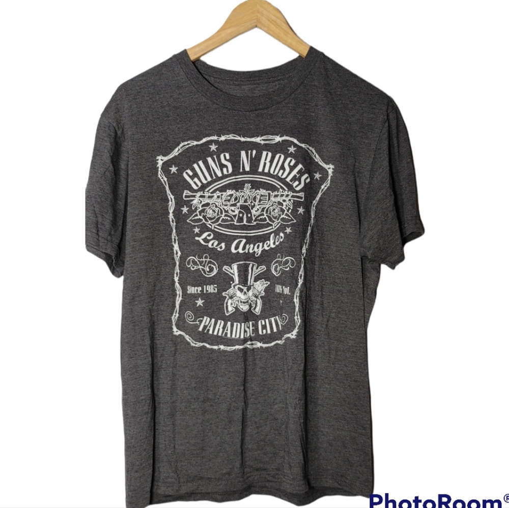 Guns N Roses Retro Paradise City Label Heather Charcoal T Shirt Official Adult M